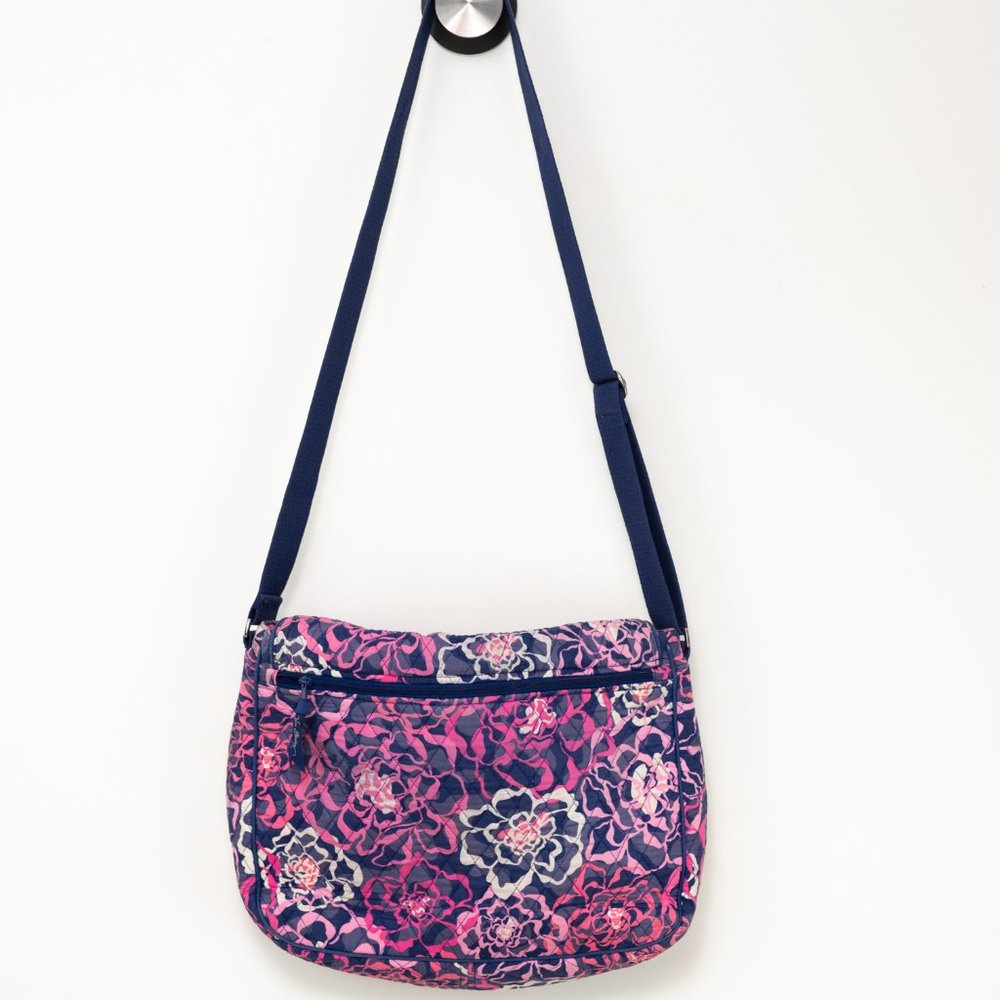 Vera Bradley Messenger Bag Colorful Crossbody Floral Laptop Katalina Pink Purple - Picture 3 of 11